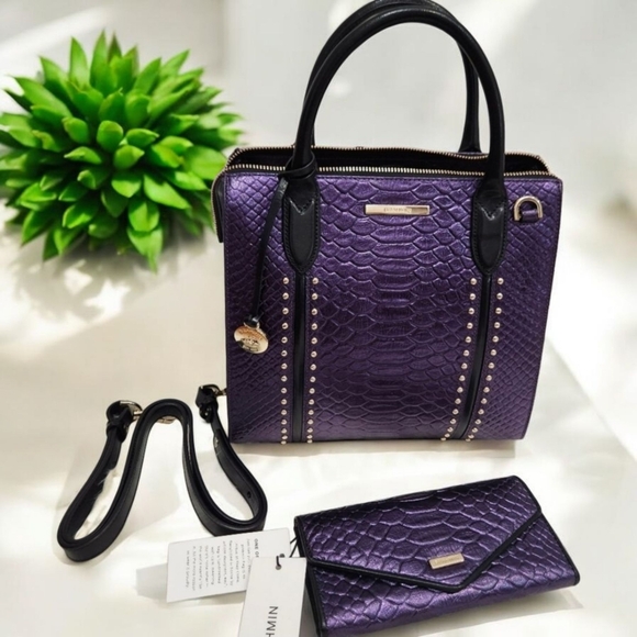 Brahmin Handbags - 💜🔹️ Brahmin🔹️ Rare🔥 Small Caroline Ultraviolet Altair  Leather + Wallet Set